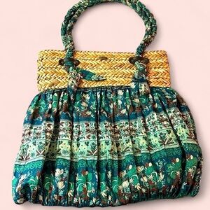 Floral Teal and Tan Women's Bag